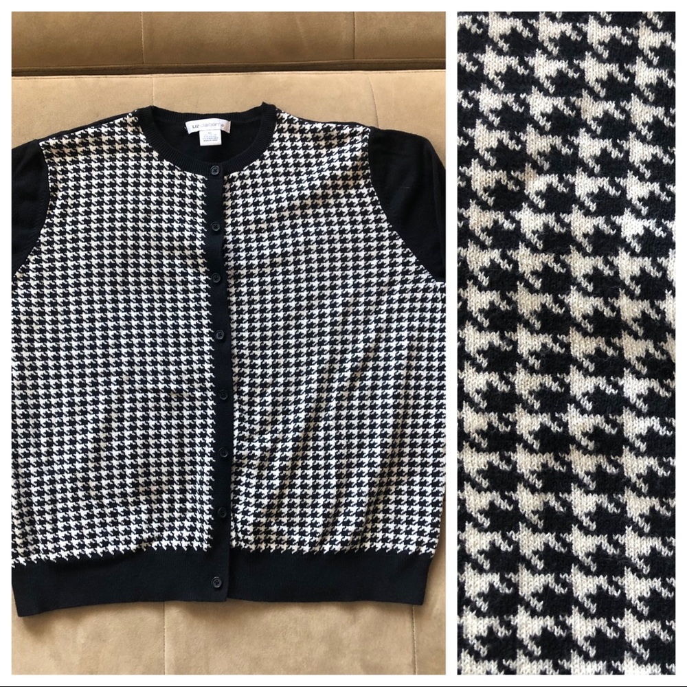 LIZ CLAIBORNE houndstooth long sleeve cardigan